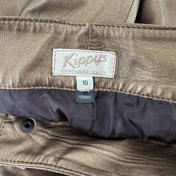 Vintage Kippys Metallic gold Straight Leg Leather pants womens Size 10 - Picture 5 of 13